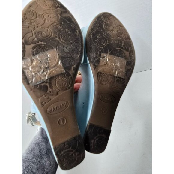 Pastel Blue Platform Wedge Cut Out Sandals size 7 - Picture 15 of 16